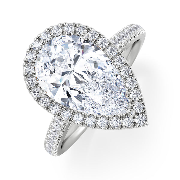 Diana 3.60ct Lab Diamond Pear Cut Engagement Ring in 18K White Gold G/VS1